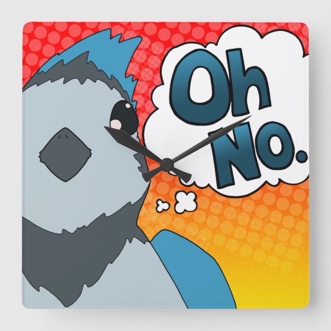 Oh No Bird Square Wall Clock (Front)