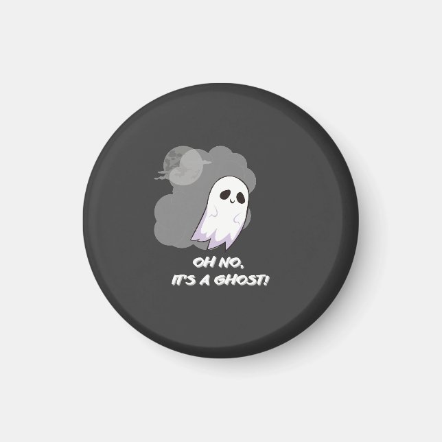 Oh no, it's a ghost! Cute funny black Halloween Magnet (Front)