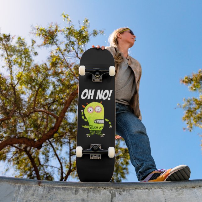 OH NO! PANIC GREEN MONSTER FUNNY Skateboard deck (Outdoor 1)