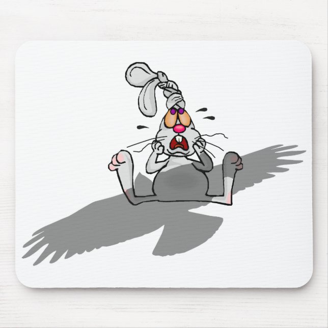 Oh No! Rabbit Cartoon Mouse Mat (Front)