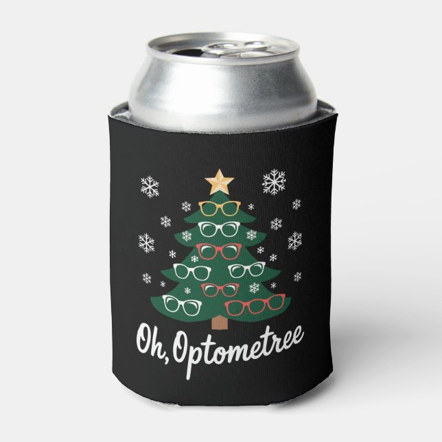 Oh Optometree Christmas Tree Glasses Optometrist Can Cooler (Can Front)