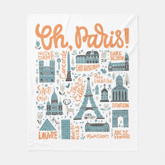 Oh, Paris! | Town Typography Fleece Blanket (Front)