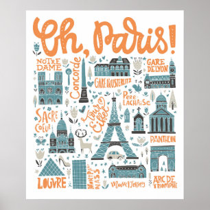 Oh, Paris!   Town Typography Poster