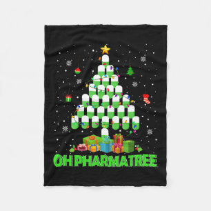 Oh Pharmatree Christmas Tree Pharmacy Medication P Fleece Blanket