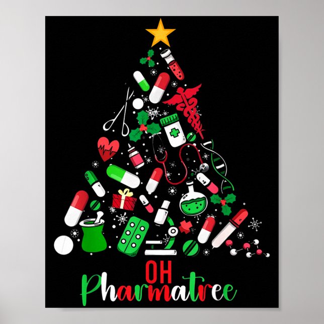 Oh Pharmatree Pharmacy Christmas Pharmacist Tech M Poster (Front)