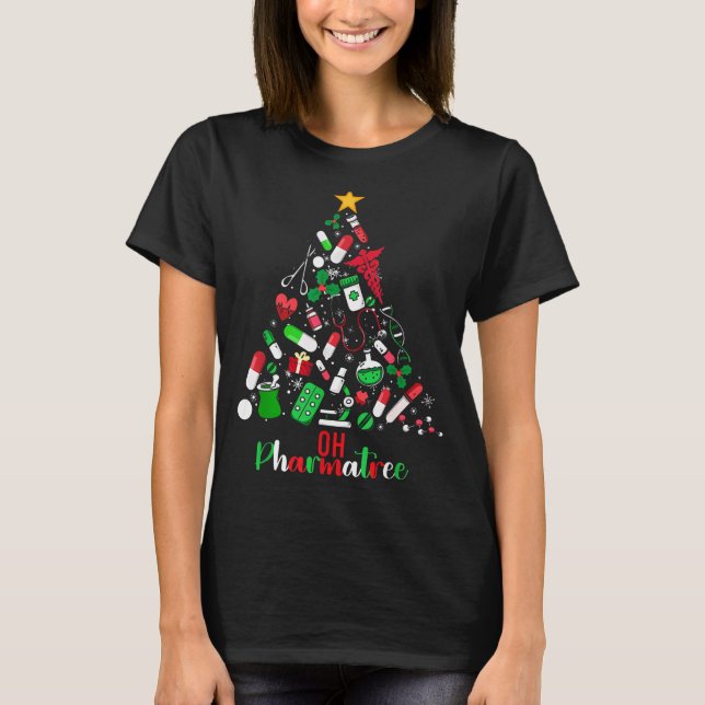 Oh Pharmatree Pharmacy Christmas Pharmacist Tech M T-Shirt (Front)