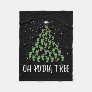 Oh Podiatree Funny Tree Foot Christmas Staff Squad Fleece Blanket
