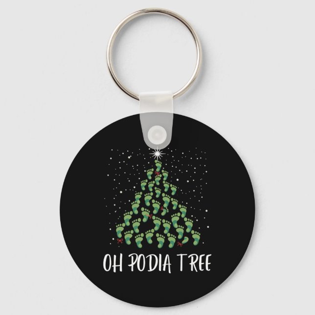 Oh Podiatree Funny Tree Foot Christmas Staff Squad Key Ring (Front)