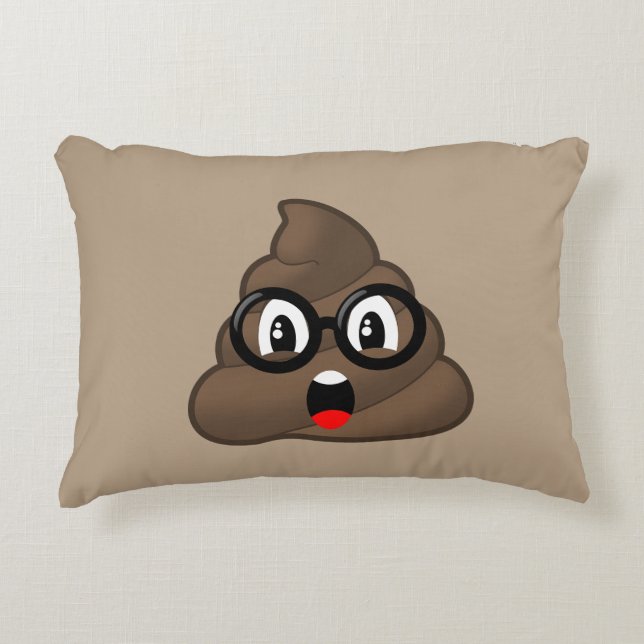 Oh Poop Emoji w/Glasses Decorative Cushion (Front)