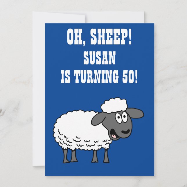 Oh Sheep Someone Is Turning 50 50th Birthday Invitation (Front)