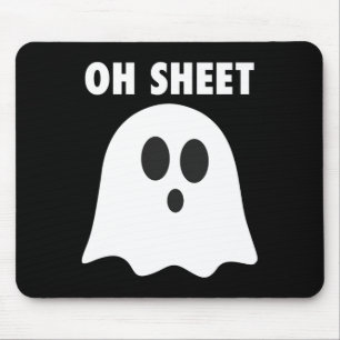 Oh Sheet - Humourous Halloween Ghost Pun Oh Sheet Mouse Mat