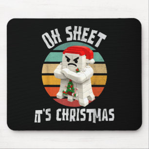 Oh Sheet It's Christmas Funny Mpy Ghost Design Mouse Mat