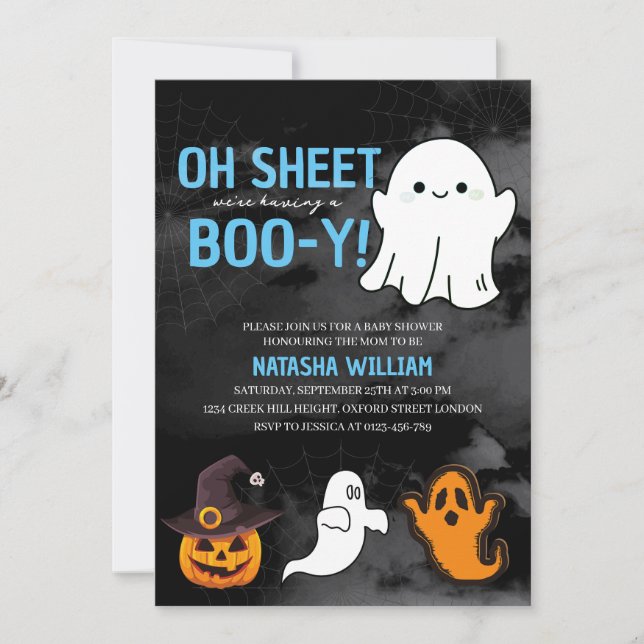 Oh Sheet we're having a Boo-y Boy Halloween  Invitation (Front)