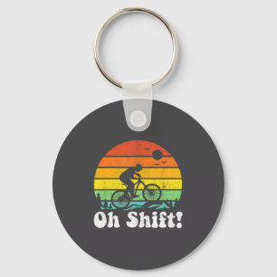 Oh Shift Funny Mountain Bike Rider Biking Retro Cy Key Ring