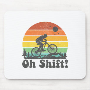 Oh Shift Funny Mountain Bike Rider Biking Retro Cy Mouse Mat