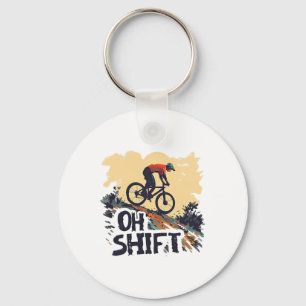 Oh Shift Mountain Biking Funny Cycling Vintage Bik Key Ring