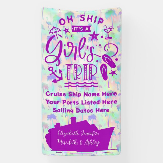 Oh Ship It's a Girl's Trip Cruise Door Banner (Vertical)