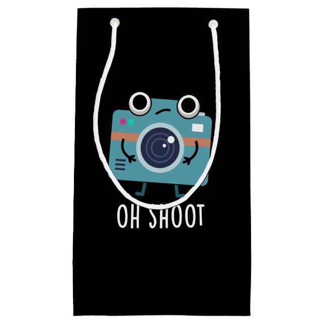 Oh Shoot Funny Photographer Camera Pun Dark BG Small Gift Bag (Front)