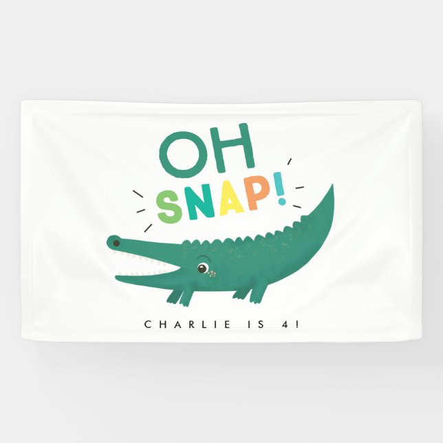 Oh Snap Alligator Crocodile Birthday party Banner (Horizontal)