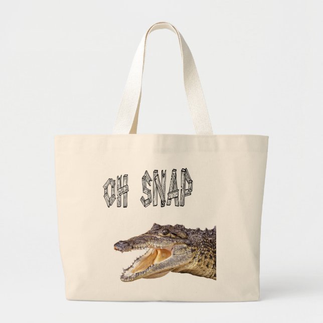 OH SNAP - Angry Gator Large Tote Bag (Front)