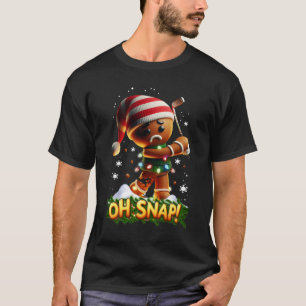 Oh Snap Broken Leg Gingerbreadman Golfer Golf Chri T-Shirt