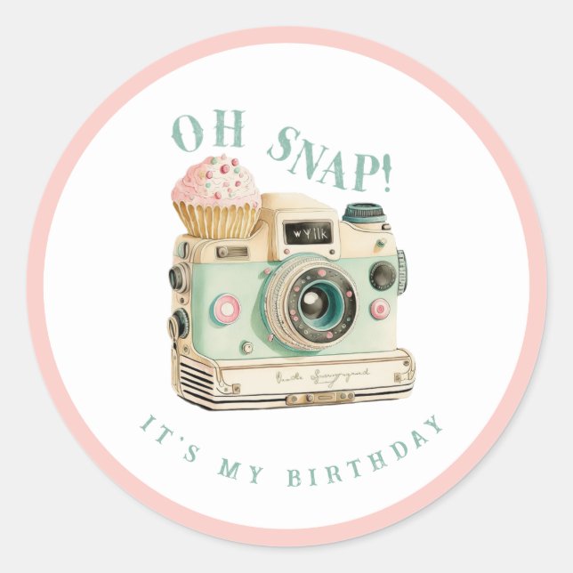 Oh Snap | Camera Birthday Classic Round Sticker (Front)