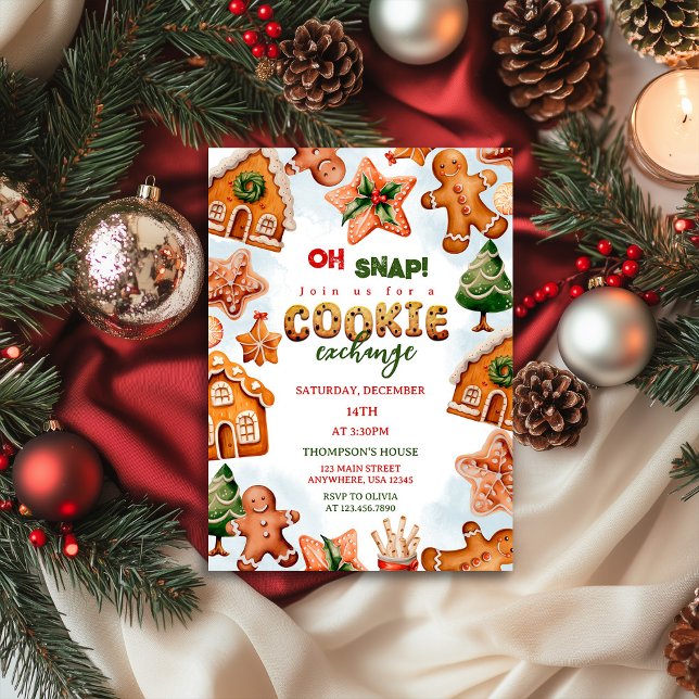 Oh Snap Christmas Cookie Exchange Gingerbread Invitation (Creator Uploaded)