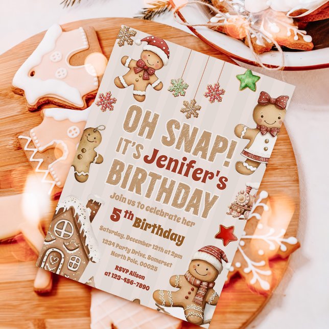 Oh Snap Christmas Cookie Gingerbread Birthday Invitation (Creator Uploaded)