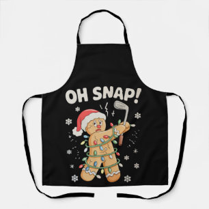 Oh Snap Christmas Gingerbread Cookie Golf Golfer Apron