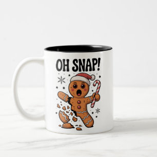 Oh Snap! Christmas Gingerbread Cookie Santa Hat  Two-Tone Coffee Mug