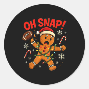 Oh Snap Christmas Gingerbread Funny Football Light Classic Round Sticker