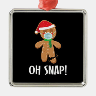Oh snap christmas gingerbread man mask gift metal tree decoration