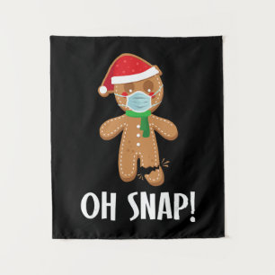 Oh snap christmas gingerbread man mask gift tapestry
