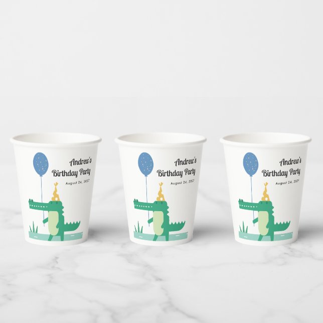 Oh Snap Cute Alligator Kids Birthday  Paper Cups (Multi)