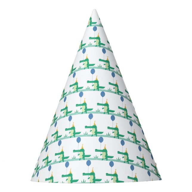 Oh Snap Cute Alligator Kids Birthday Party Hat (Front)