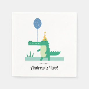 Oh Snap Cute Alligator Kids Birthday Party Napkin
