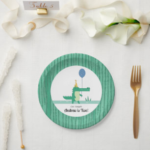 Oh Snap Cute Alligator Kids Birthday Party Paper Plate