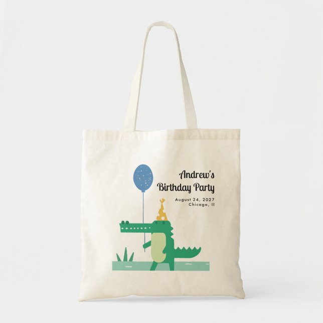 Oh Snap Cute Alligator Kids Birthday  Tote Bag (Front)