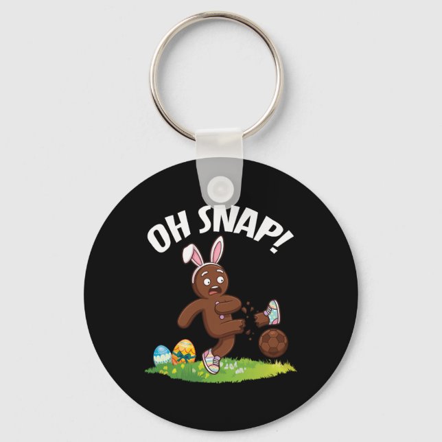 Oh Snap Easter Gingerbread Man Soccer Player Bunny Key Ring (Front)
