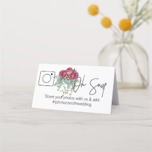 OH SNAP Folded table card #hashtag burgandy floral
