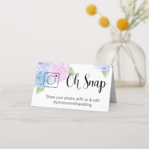 OH SNAP Folded table card #hashtag hydrangea
