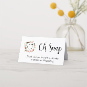 OH SNAP Folded table card #hashtag peach coral