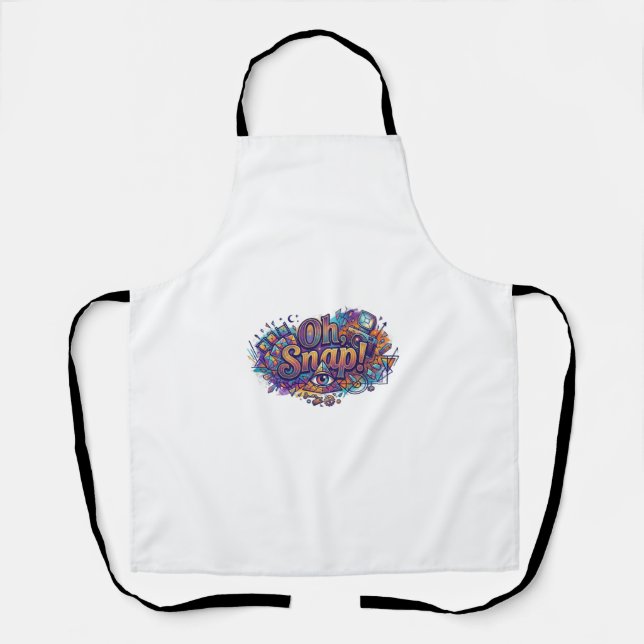 Oh, Snap! – Fun Retro Typography T-Shirt Apron (Front)