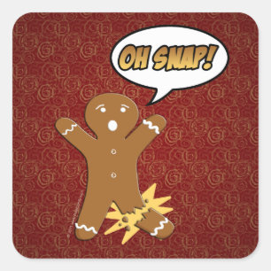 Oh Snap Funny Christmas Gingerbread Man Broken Leg Square Sticker