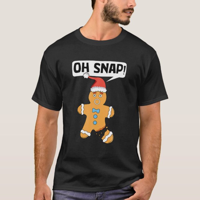 Oh Snap Funny Christmas Gingerbread Man Broken Leg T-Shirt (Front)