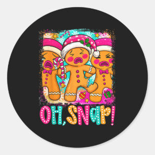 Oh Snap Funny Christmas Gingerbread Man Xmas Cooki Classic Round Sticker