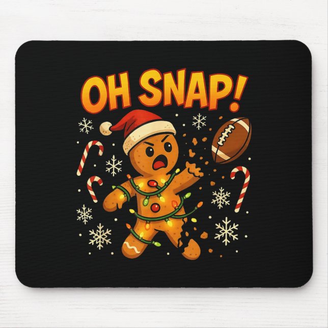 Oh Snap Funny Gingerbread Football Christmas Light Mouse Mat (Front)