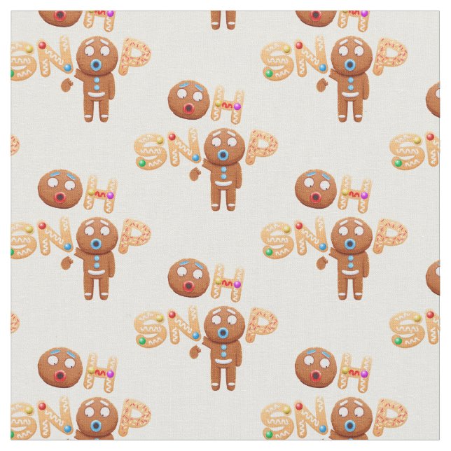 Oh snap funny gingerbread man Christmas Fabric (Close Up)