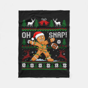 Oh Snap Funny Gingerbread Man Football Christmas P Fleece Blanket