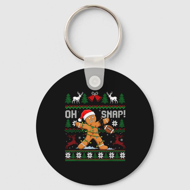 Oh Snap Funny Gingerbread Man Football Christmas P Key Ring (Front)